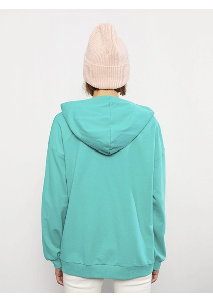 Lcw Vision Yeşil Kapüşonlu Baskılı Uzun Kollu Kadın Sweatshirt indirimleri