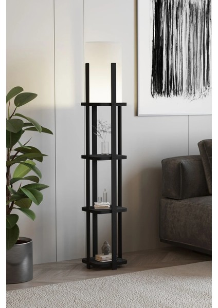 Buye Dekoratif Raflı Lambader Siyah