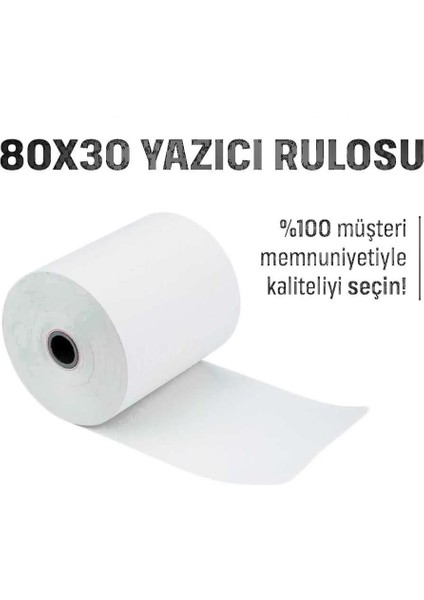 80X30 Termal Yazıcı Kağıdı – Fiş Rulosu (Yüksek Kalite) 100 Adet Rulo -10 Paket fırsatları