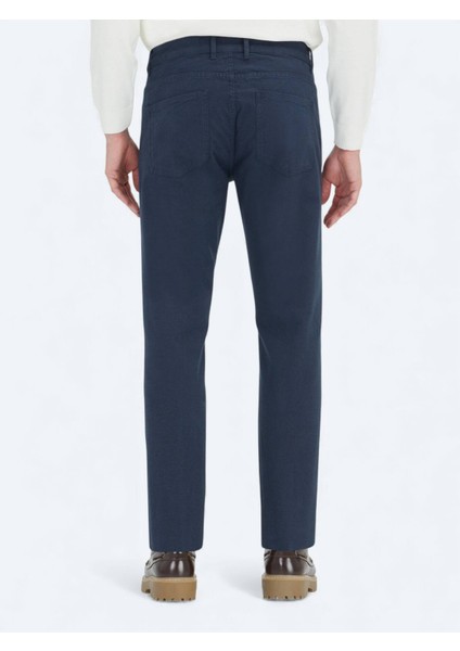Lacivert Düz Dokuma Slim Fit Spor Pamuk Karışımlı Pantolon indirimleri