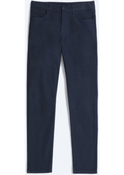 Lacivert Düz Dokuma Slim Fit Spor Pamuk Karışımlı Pantolon