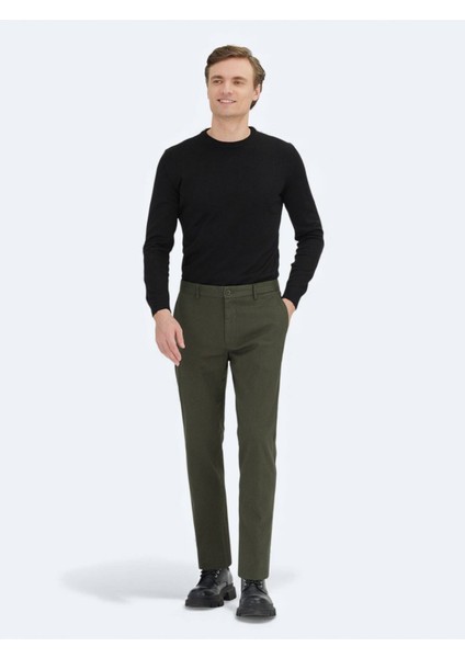 Açık Yeşil Düz Dokuma Regular Fit Casual Pamuk Karışımlı Pantolon fiyatları