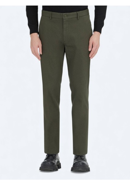 Açık Yeşil Düz Dokuma Regular Fit Casual Pamuk Karışımlı Pantolon modelleri