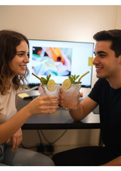 Borosilikat Cam Boğum Bardak Cam Pipetli Kokteyl Seti 500 ml modelleri