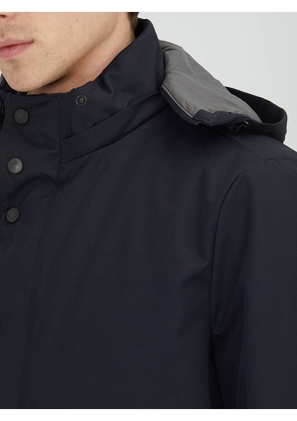 Lacivert Kapüşonlu Casual Dokuma Kaban indirimleri