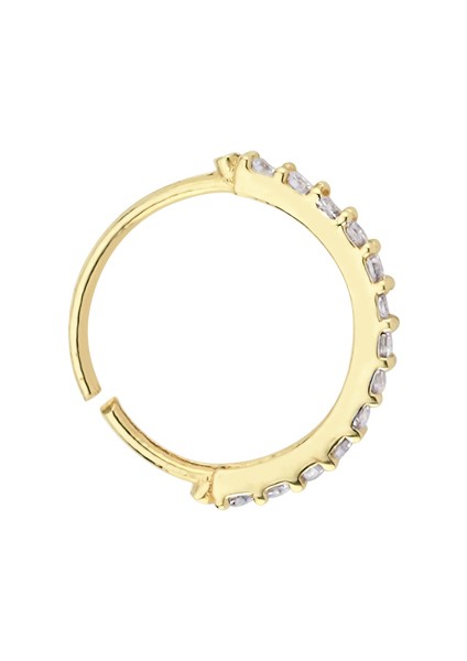 Altın Yarımtur Taşlı Burun Hızma Piercing