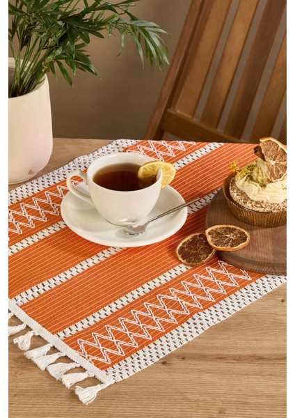 Rustique Turuncu Pamuk Masa Örtüsü Runner 35X145 cm fiyatları