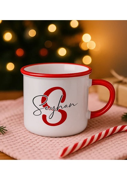 Kişiye Özel Isimli Kırmızı Emaye Kupa Bardak -5, Arkadaşa Hediye, Sevgiliye Hediye