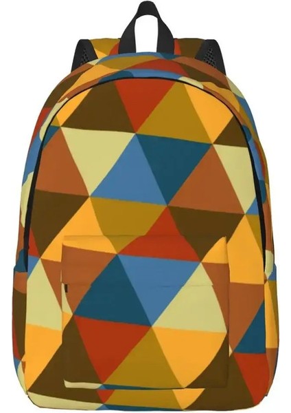 Sıradan Tuval Sırt Çantası 70 Retro Soyut Üçgenler Okul, Yürüyüş ve Günlük Essentialscolor Için Çok Bölmeli Hafif Çanta: 1/boyut: S-30X14X40CM (Yurt Dışından)