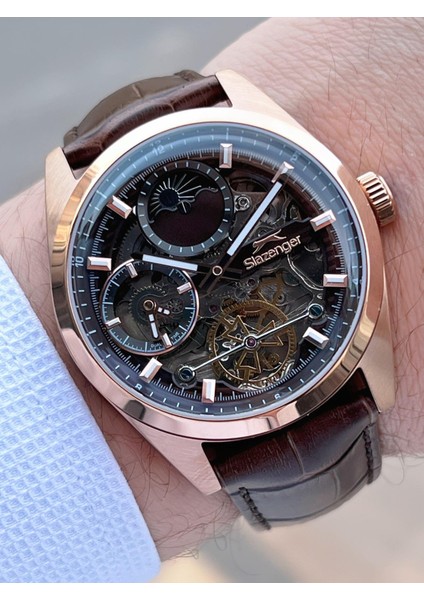 Otomatik Seri Mehtap ve Güneş Kadranlı Italyan Bileklik Hediyeli Erkek Kol Saat ESL.2559.4 fiyatları