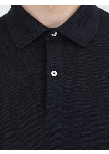 Siyah Düz Polo Yaka Pamuk Karışımlı T-Shirt fırsatları
