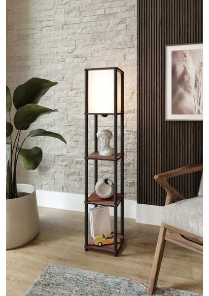 Sakaki Raflı Lambader Ceviz