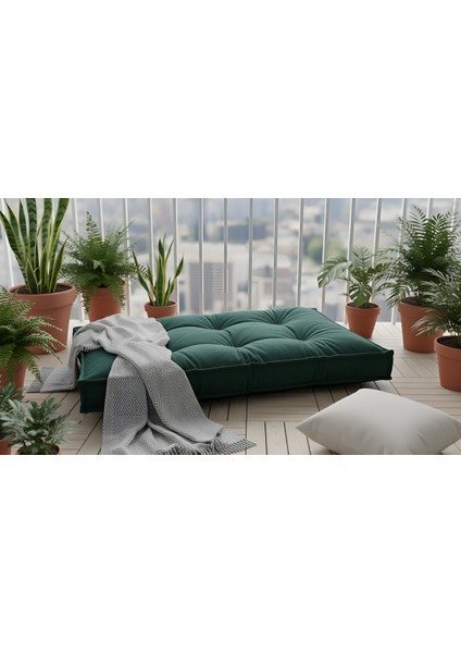 Karmen Büyük Boy Palet Minderi Kalın Yer Minderi 14CM Konforlu Kadife Kumaş Yıkanabilir Koyu Yeşil fiyatları