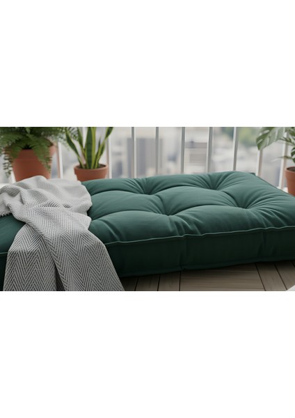 Karmen Büyük Boy Palet Minderi Kalın Yer Minderi 14CM Konforlu Kadife Kumaş Yıkanabilir Koyu Yeşil modelleri