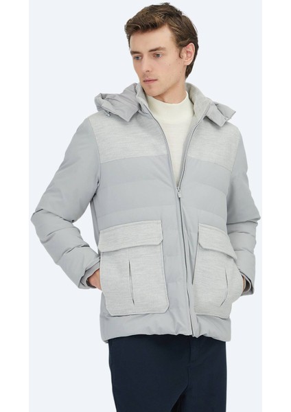 Açık Gri Regular Fit Dik Yaka Casual Dokuma Mont fiyatları