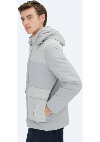 Açık Gri Regular Fit Dik Yaka Casual Dokuma Mont indirimleri