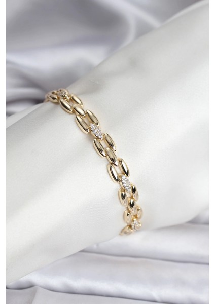 14K Renk Kaplama Zirkon Taşlı cm Kadın Bileklik