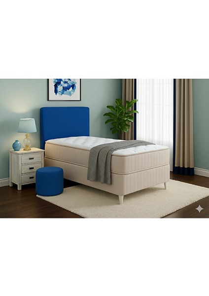 Tek Kişilik Baza Başlık Kılıfı 100X70CM Mavi Renk Lastikli Esnek Kaliteli Kumaş