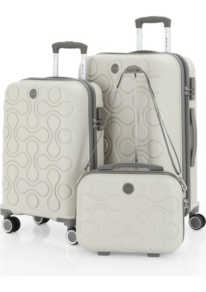 Polipropilen 3'lü Valiz Seti Büyük & Kabin & Makyaj V376