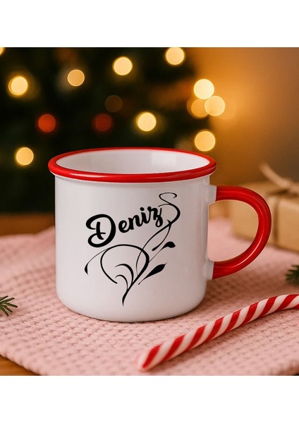 Kişiye Özel Isimli Kırmızı Emaye Kupa Bardak -13, Arkadaşa Hediye, Sevgiliye Hediye