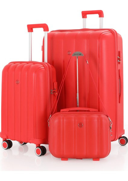 Polipropilen 3'lü Valiz Seti Büyük & Kabin & Makyaj V305