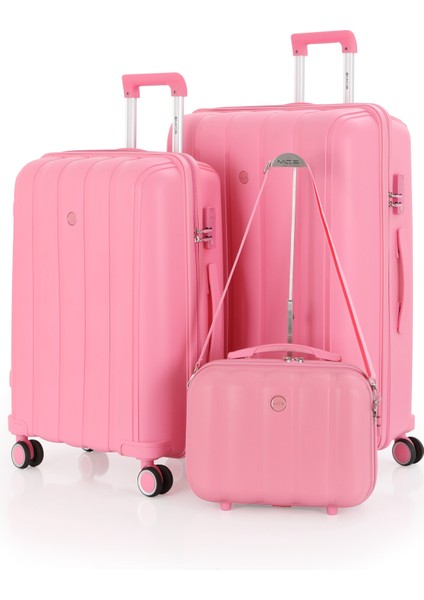 Polipropilen 3'lü Valiz Seti Büyük & Orta & Makyaj V305