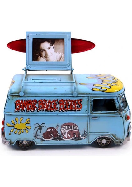 Dekoratif Metal Minibüs Çerçeveli ve Kumbaralı