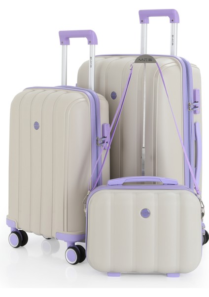 Polipropilen 3'lü Valiz Seti Orta & Kabin & Makyaj V305