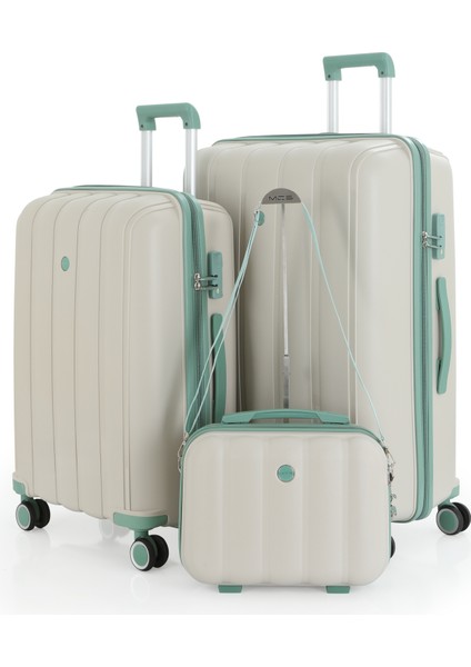 Polipropilen 3'lü Valiz Seti Büyük & Orta & Makyaj V305