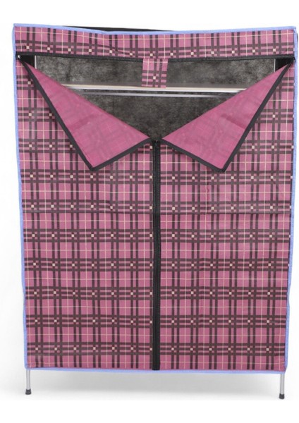 Kalın Metal Borulu Iskeletli Bez Gardrop Portatif Demonte Elbise Dolabı Bez Dolap Bordo fiyatları