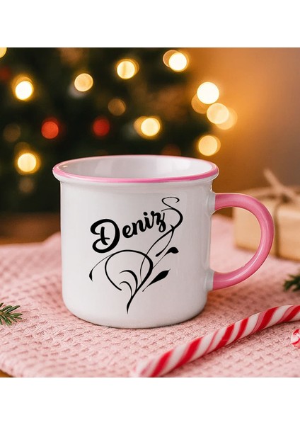 Kişiye Özel Isimli Pembe Emaye Kupa Bardak -2, Arkadaşa Hediye, Sevgiliye Hediye