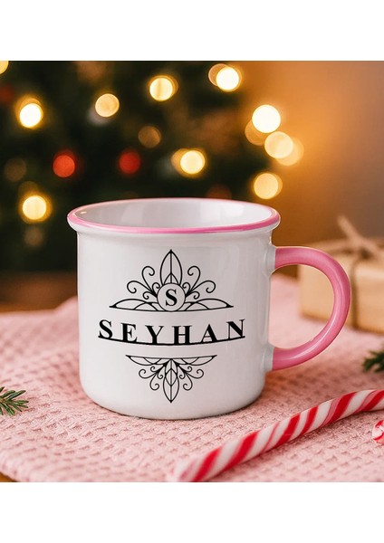 Kişiye Özel Isimli Pembe Emaye Kupa Bardak -5, Arkadaşa Hediye, Sevgiliye Hediye