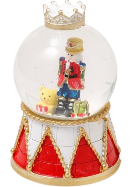 Parıldayan Beyaz Taçlı Sevimli Kar Küresi Fındıkkıran Yılbaşı Kar Küresi 8 cm 1751