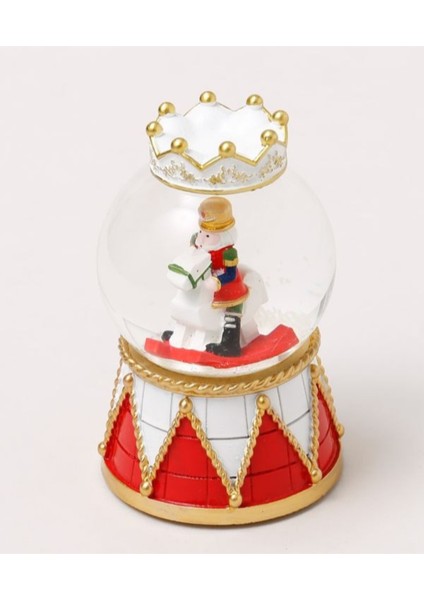 Parıldayan Beyaz Taçlı Sevimli Kar Küresi Fındıkkıran Yılbaşı Kar Küresi 8 cm 1751