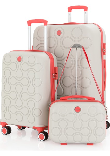 Polipropilen 3'lü Valiz Seti Büyük & Kabin & Makyaj V376