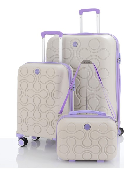 Polipropilen 3'lü Valiz Seti Büyük & Kabin & Makyaj V376