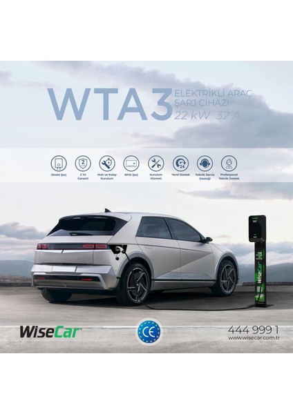 Wta Ledli Standlı - 11 & 22 Kw Elektrikli Araç Şarj Cihazı RFID Kartlı & Ledli Stand, Ev Wallbox Type 2 fırsatları
