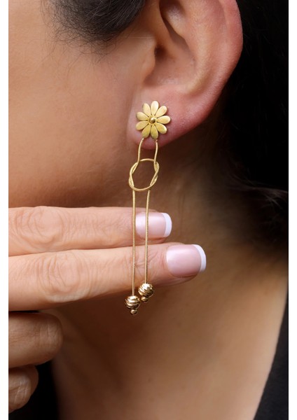 Gold Daisy Swing Kadın Küpe