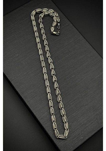 925 Ayar Gümüş Italyan Model Gümüş Renk Erkek Kolye FRJ30721-821-A