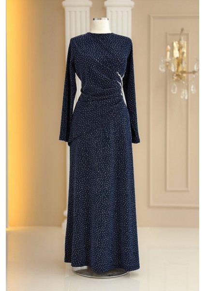 Simge Abiye Elbise Lacivert