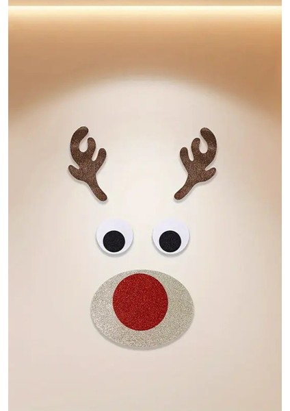 Yılbaşı Simli Eva Geyik Kapı & Duvar Süsü. Renkli ve Parlak, Yapıştırılabilir Boynuzlu Geyik fırsatları