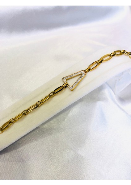 Taşlı Üçgen Çelik Zincir Bileklik fırsatları