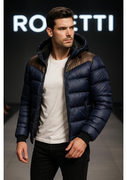 Erkek Kapşonlu Şişme Mont