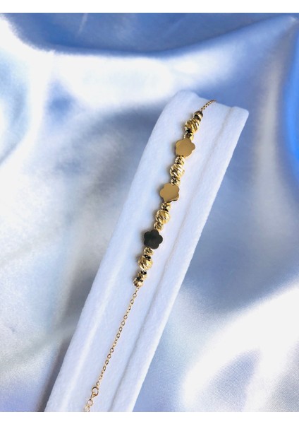 Dorika Taşlı Çelik Yonca Bileklik