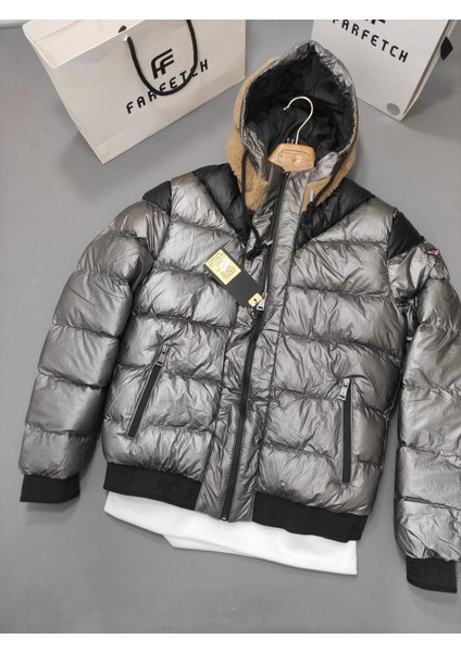 Erkek Kapşonlu Şişme Mont