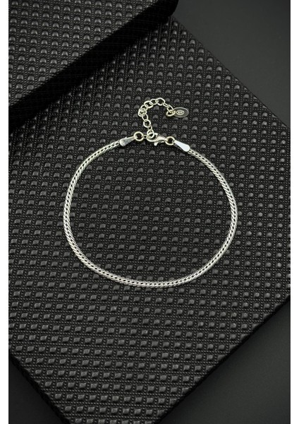 925 Ayar Gümüş Italyan Model Gümüş Renk Erkek Bileklik FRJ12643-3643-A