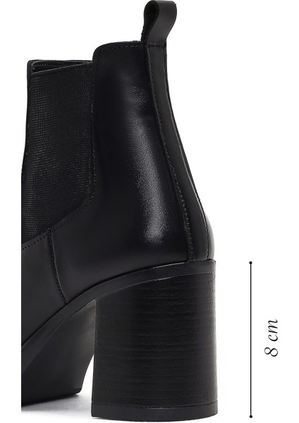 Kadın Siyah Kalın Topuklu Deri Chelsea Bot 25WFD188318 fiyatları