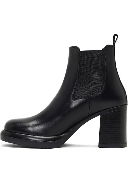 Kadın Siyah Kalın Topuklu Deri Chelsea Bot 25WFD188318 fırsatları