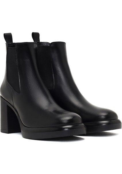 Kadın Siyah Kalın Topuklu Deri Chelsea Bot 25WFD188318 indirimleri