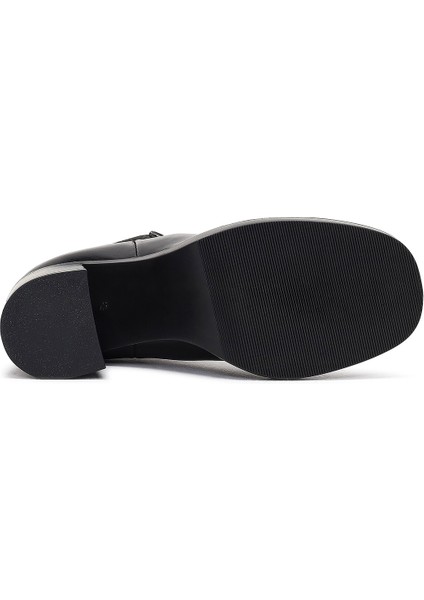 Kadın Siyah Kalın Topuklu Deri Chelsea Bot 25WFD188318
